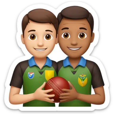 emoji of a father and son holding hands with a cricket ball, inspired by the movie Jersey sticker