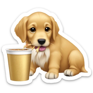 Golden retriever eating pup cup sticker