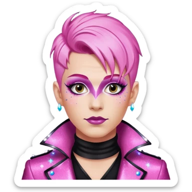 pink hair drag king fabulous makeup with glitter sticker