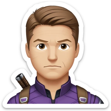hawkeye clint barton portrait marvel, brown hair from captain america: civil war sticker