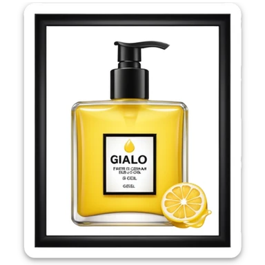 Set giallo contente un profumo una crema corpo e un bagno doggia  sticker