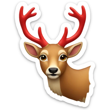 A deer with red horns sticker