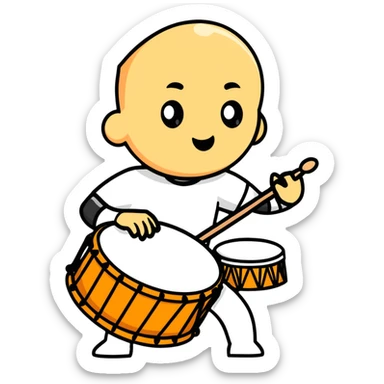 Person playing a drum to announce sahur time during Ramadan sticker