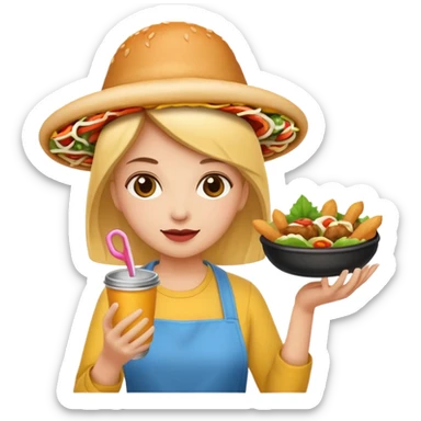 woman holding street food sticker