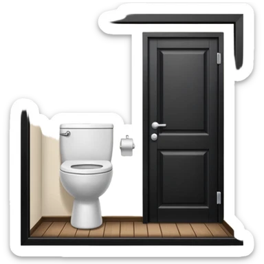toilet front of a short door  sticker