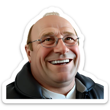 bald man in jacket portrait sticker