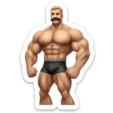 Muscular gay bodybuilder with mustache bikini realistic sticker