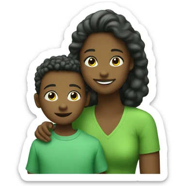 kid who loves the colour green with his Mum sticker