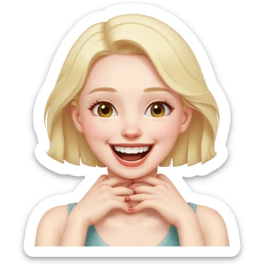 person choking themselves hands on their neck , girl laughing sticker