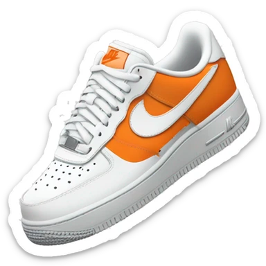 White Nike Airforce one trainers with an orange tick  sticker