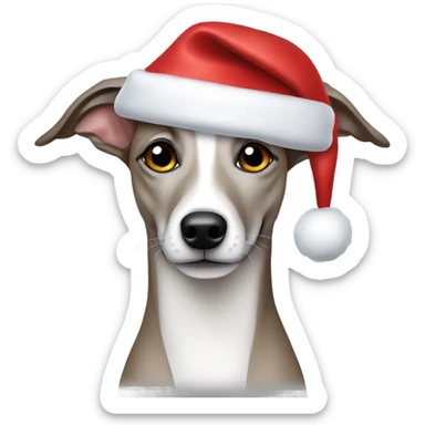 Whippet with christmas hat sticker
