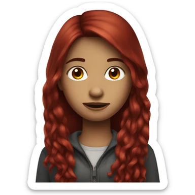 long dark red hair girl sticker