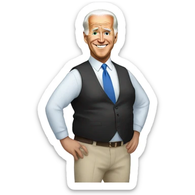Joe Biden with a big belly sticker