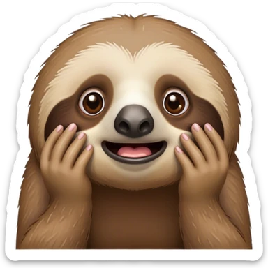 sloth with shoked face with hands on face sticker