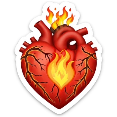 Heart on fire but not burning, flames shaped like veins sticker