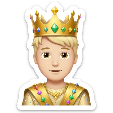 Festival Prince – gold sash + confetti crown, Golden Princes. sticker