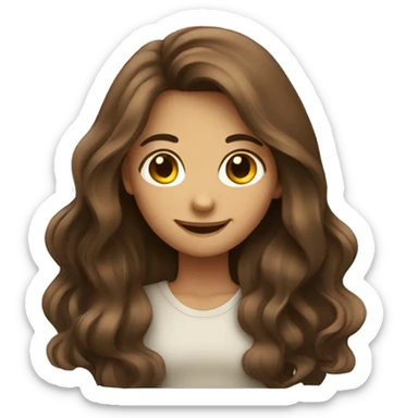 smiling girl with long hair brown  sticker