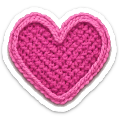 Pink crochet classic round heart sticker