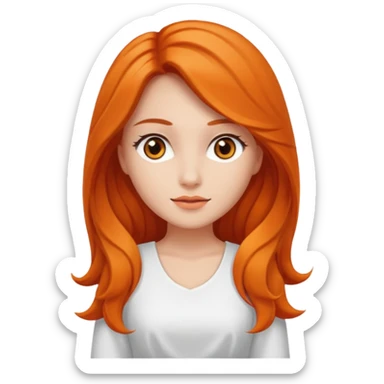 A woman with Orange long ondulated hair, brown reyes And dresses with White top And White long skirt sticker