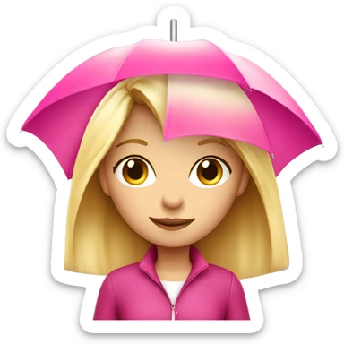 Blond girl holding pink umbrella sticker