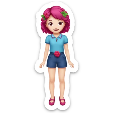 Raspberry torte human girl full body and legs with a raspberry barrette on her hair without a cake sticker