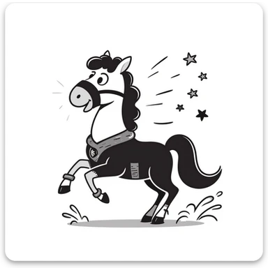Mystical water horse with ninja outfit, throwing ninja stars sticker