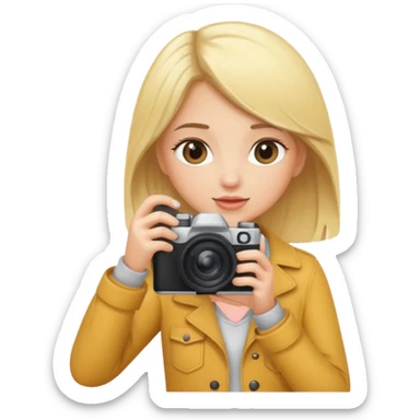 blonde girl photographer cartoon taking picture sticker