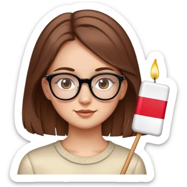 A Polish girl with brown hair and glasses celebrates her 16th birthday sticker