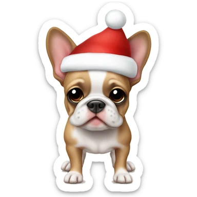 Fawn pied frenchie with Santa hat sticker