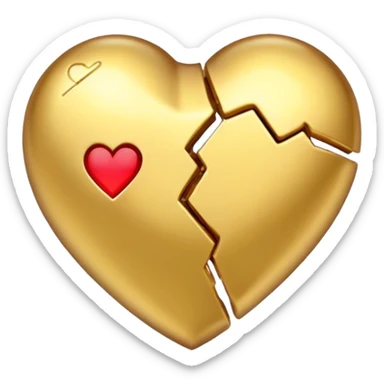 Broken heart gold sticker