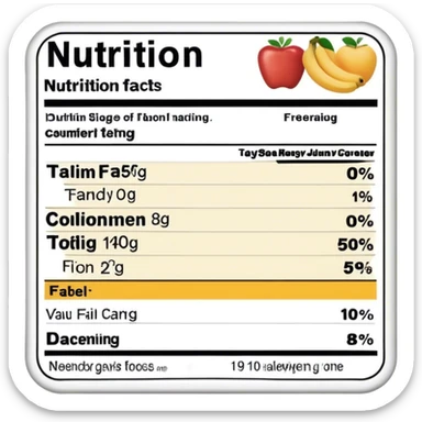 nutrition facts sticker