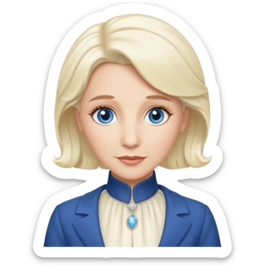 Patty Andrews from The Andrews Sisters with blue eyes, platinum blonde hair, ivory outfit sticker