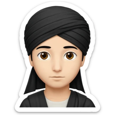 Emoji de un chico con turbante árabe que el chico sea de color piel clara y que tenga cabello negro y de fondo blanco sticker