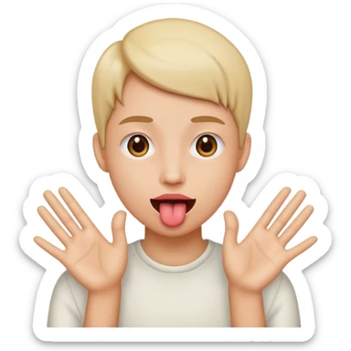 a face with tongue out and hands to the side sticker