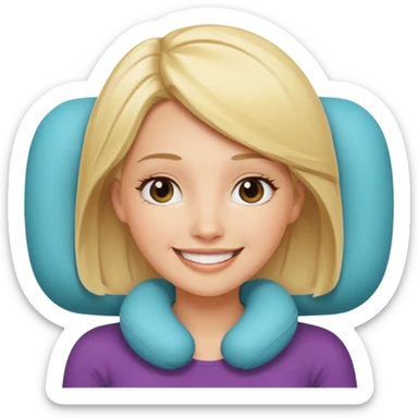 blonde woman using travel pillow  sticker
