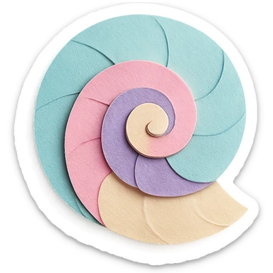 spiral sea shell, soft pastel colors, layered paper effect sticker