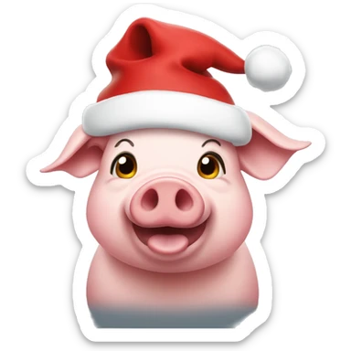 Pig wearing a Santa Claus hat  sticker