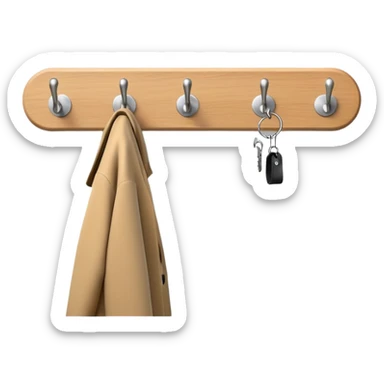 minimalist wall-mounted coat rack with clean lines and rounded hooks sticker