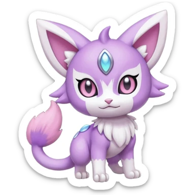 Smooth Soft Dark Pastel Meloetta-Purrloin-Gatomon-Noibat-Pokémon-Digimon-Fakémon-fusion-hybrid-creature sticker