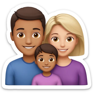 a young brown boy and a very little girl with their mother sticker