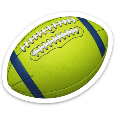 lime green colored american football with navy-blue stitching and gray stripes sticker