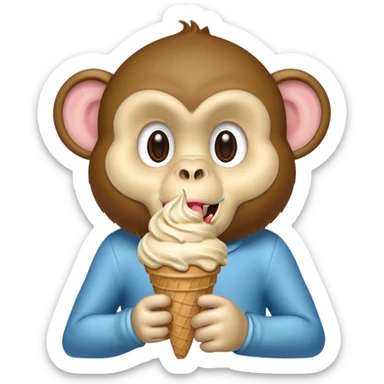a monkey with an ice cream cone coming out of its mouth sticker