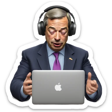 Nigel Farage listening to music with eyes closed  sticker
