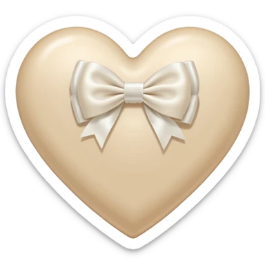 light beige heart with white bow sticker
