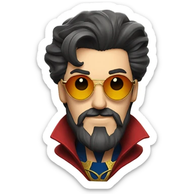 doctor strange having long beard and heart shaped sunglasses sticker