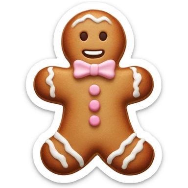 ginger bread man with pastel pink and white icing sticker
