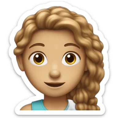 Hazelnut long haired girl with big blue eyes sticker