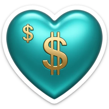 Teal heart with dollar signs sticker