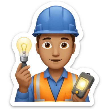 Am man Electricity power employer at work with a light sticker