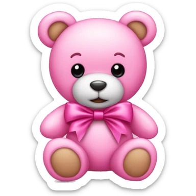 pink bow teddy bear solo sticker